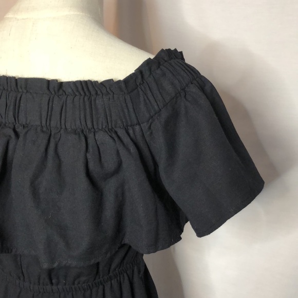 SEED HERITAGE Black ‘Off Shoulder Frill dress’, cotton linen blend, wrap, Size 6 - Picture 15 of 16